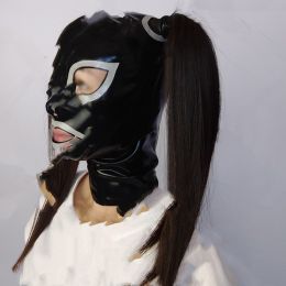 Fashion Latex Headgear Mask With Hair Holes