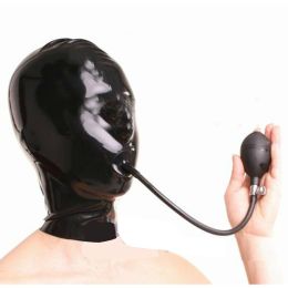 Latex Headgear Mask Without Zipper Eye And Face With Mouth Cover