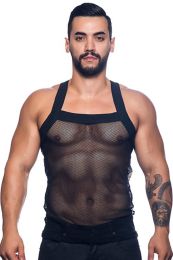 Men's sexy wide-brimmed mesh vest