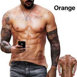 Summer Foreign Trade Summer Muscular Man 3D Digital Print T-shirt