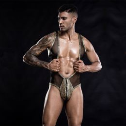 Men's Sexy Underwear Golden One-piece  File Fun