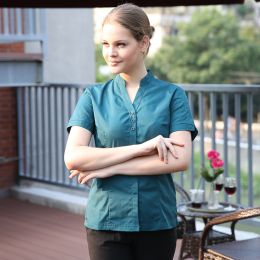 V-neck Short Sleeve Shirt Hotel Long Sleeve Shirt Workwear