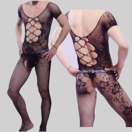 Men's See-through Mesh Free Pantyhose