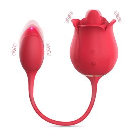 Ladies Rose Toy Vibrator; Tongue Licking Adult Sex Toy with Vibrating Eggs