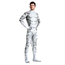 Costume Animal White Tiger Pattern Digital Printing Jumpsuit Male